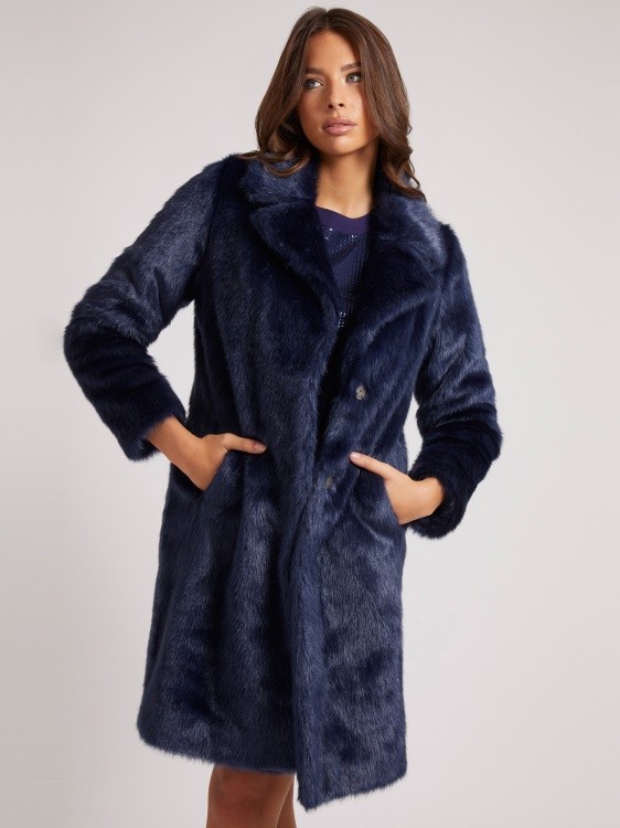 синьо Guess палто от изкуствена кожа