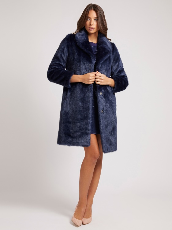 синьо Guess палто от изкуствена кожа