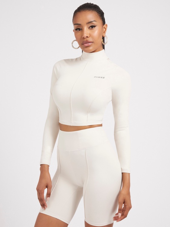бял микрофибър активен топ Guess