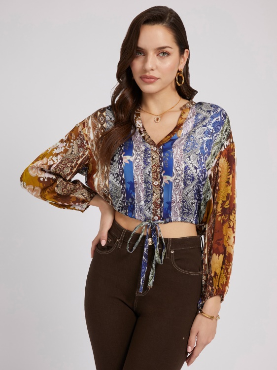 къса блуза с многоцветен модел Guess