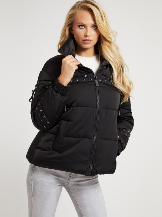 подплатено яке с връзки черно Guess