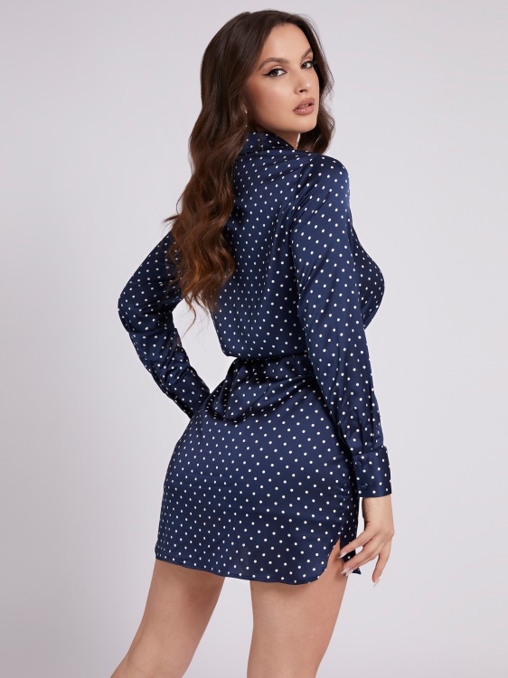 щампа на сини точки Chemisier рокля Guess