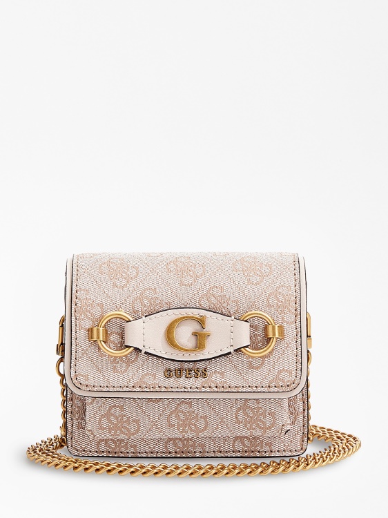 Micro Chanta през рамо с лого крем Izzy 4g Guess