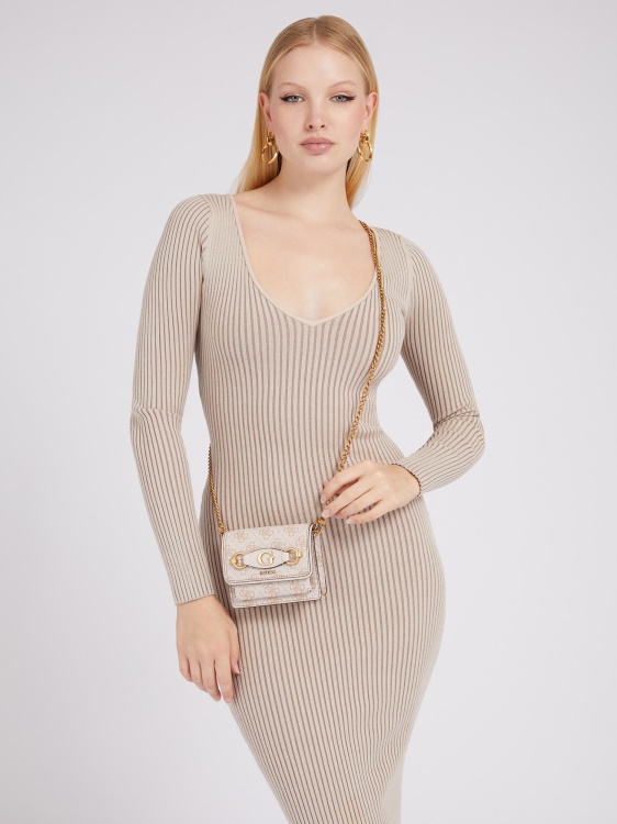 Micro Chanta през рамо с лого крем Izzy 4g Guess