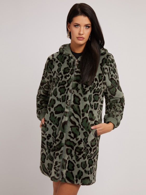 яке от изкуствена кожа Animalier Guess зелено