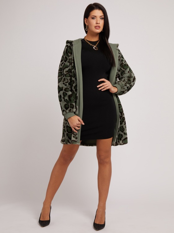 яке от изкуствена кожа Animalier Guess зелено