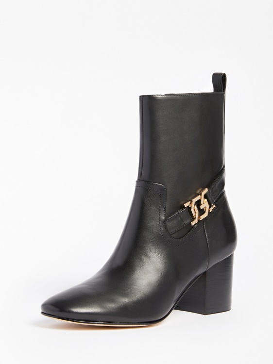 Guess черни ниски ботуши Sabean от истинска кожа
