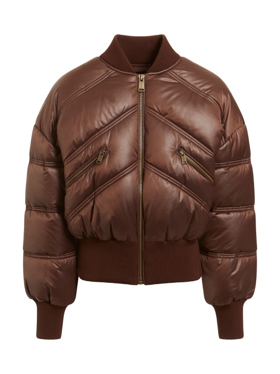 бомбър от изкуствена кожа Guess кафяв