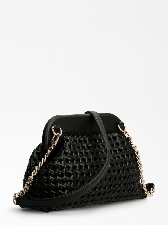 Guess черен плетен клъч сицилия