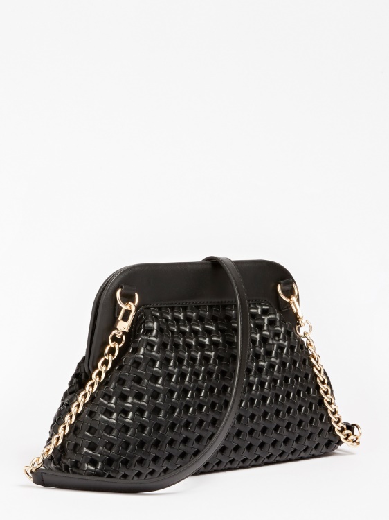 Guess черен плетен клъч сицилия