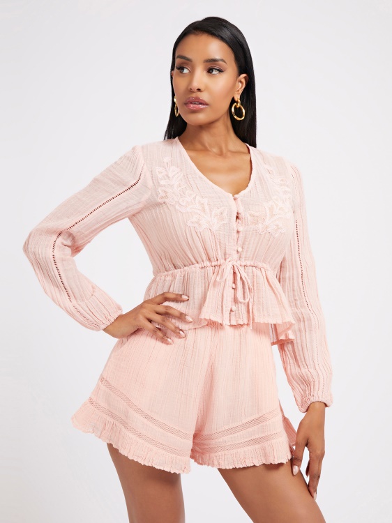 розова плисирана блуза Guess