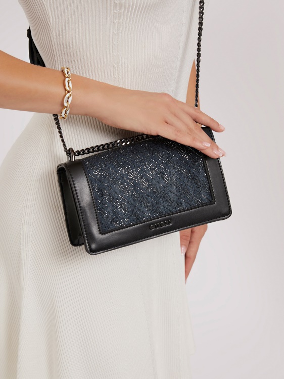 чанта за кръст с лого Brilla 4g Guess черна