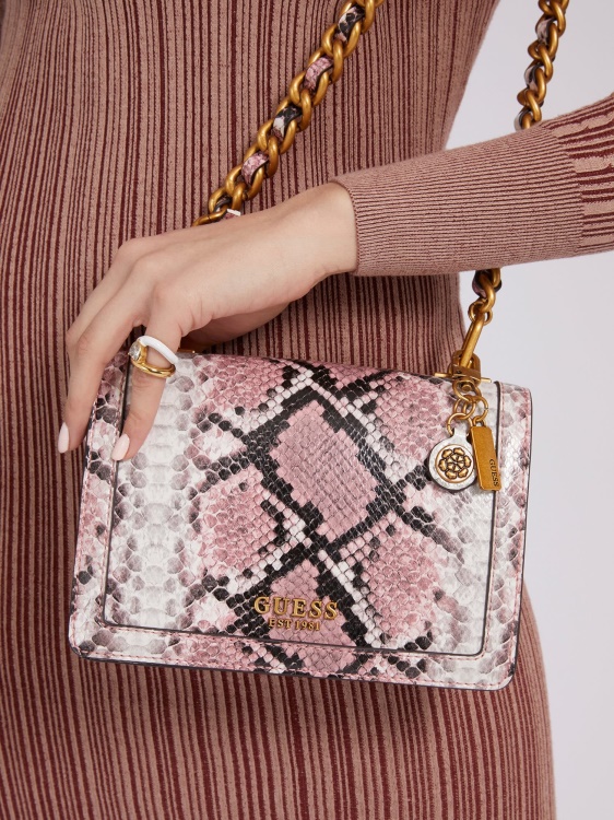 Guess Multi Pink Abey Python Print Mini Crossbody