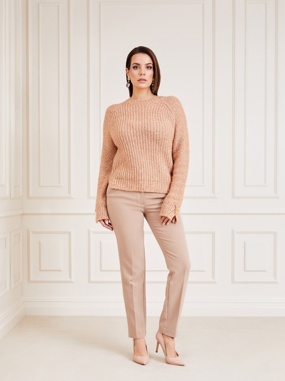 пуловер с кръгла която Marciano бежов Guess