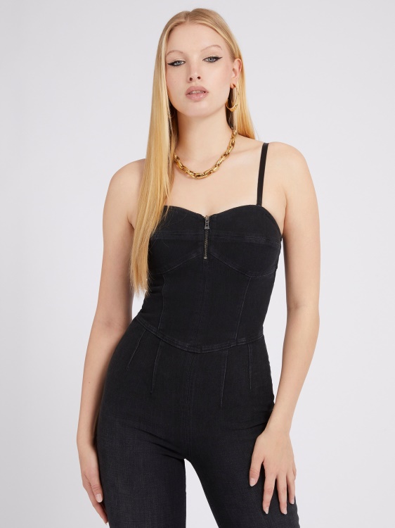черен дънков гащеризон с тесни кройки Guess