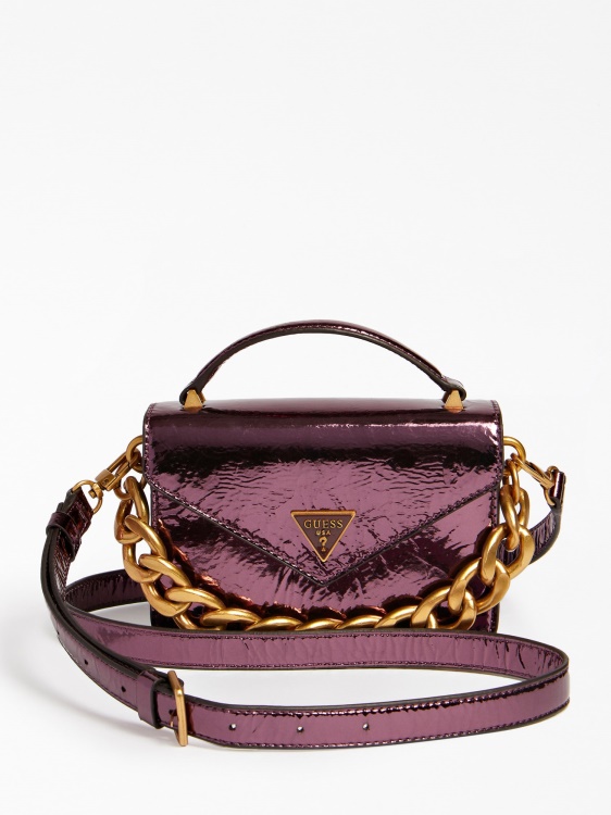 лилава фолирана чанта Retour Micro Crossbody Guess