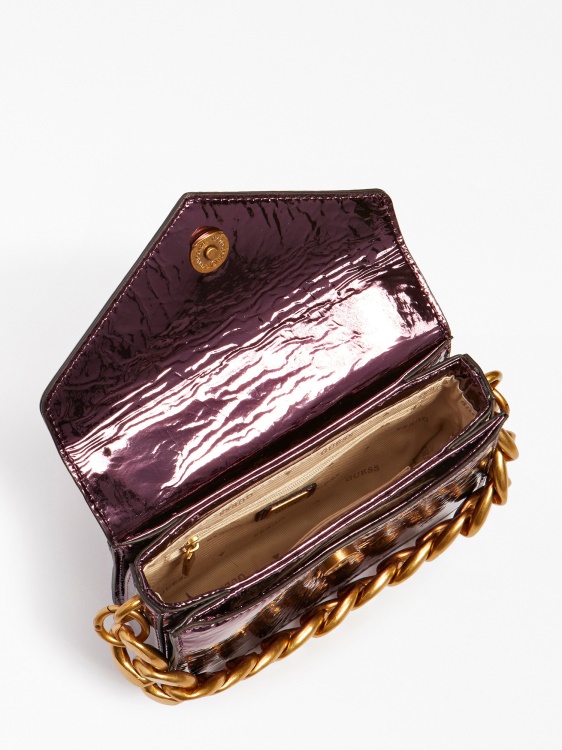лилава фолирана чанта Retour Micro Crossbody Guess