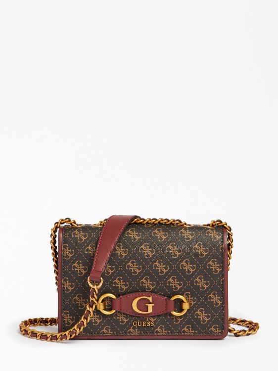 Guess Izzy 4g лого мини чанта през рамо черна