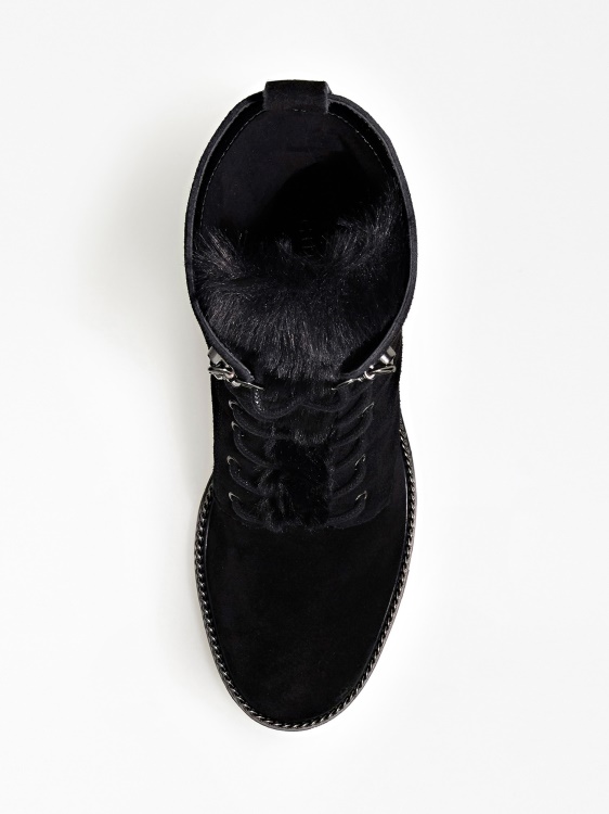 черни ниски ботуши Byankan от естествена кожа Guess