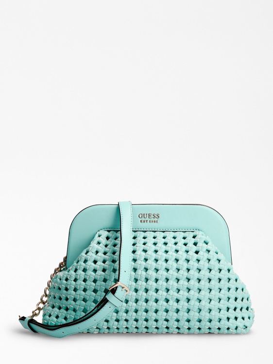 светлосин плетен клъч сицилия Guess
