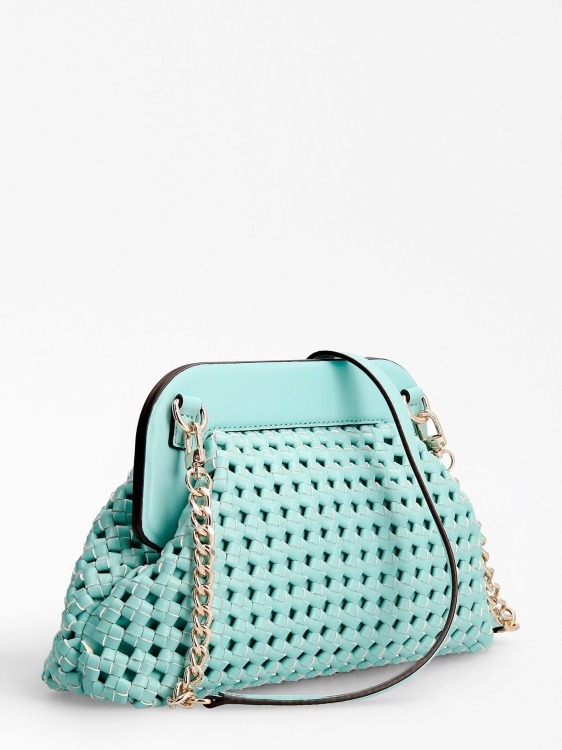 светлосин плетен клъч сицилия Guess
