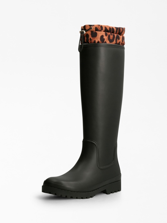 ботуши за дъжд Reisa с животински принт Guess Black