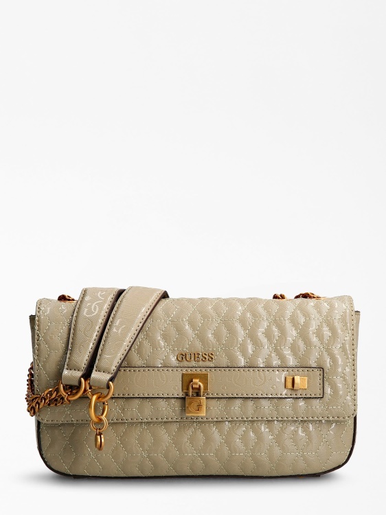 Green Guess Isidora G Shine Logo Crossbody
