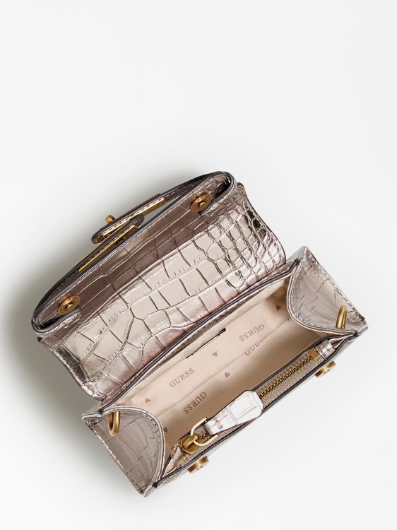 микро чанта Tullia Croc Print Guess Grey