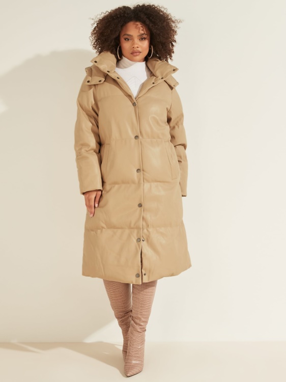 бежово яке с подплата от изкуствена кожа Guess