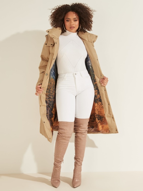бежово яке с подплата от изкуствена кожа Guess