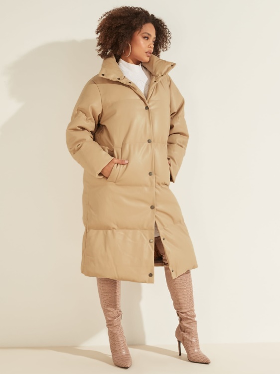 бежово яке с подплата от изкуствена кожа Guess