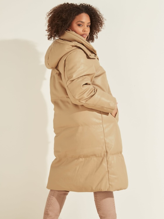 бежово яке с подплата от изкуствена кожа Guess