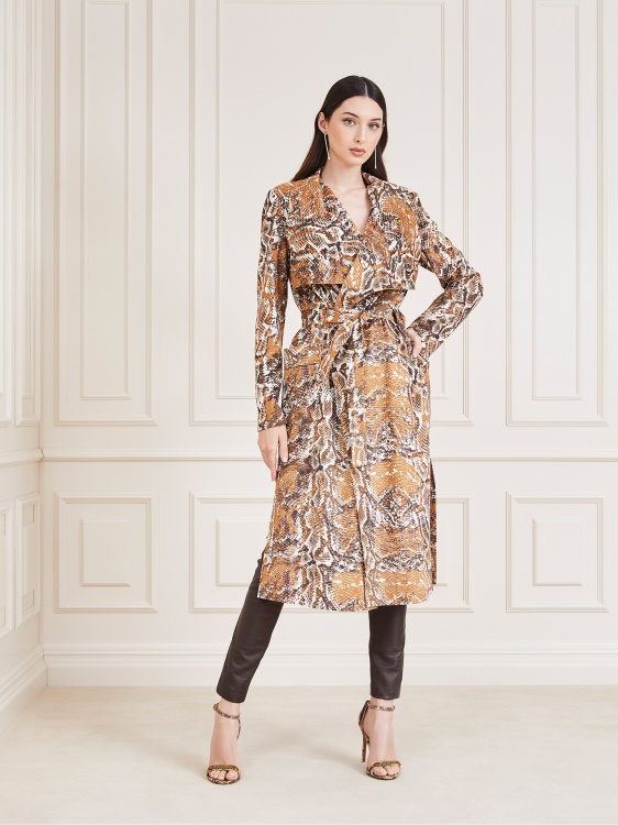 кафяв тренч от изкуствен велур Multi Marciano Guess