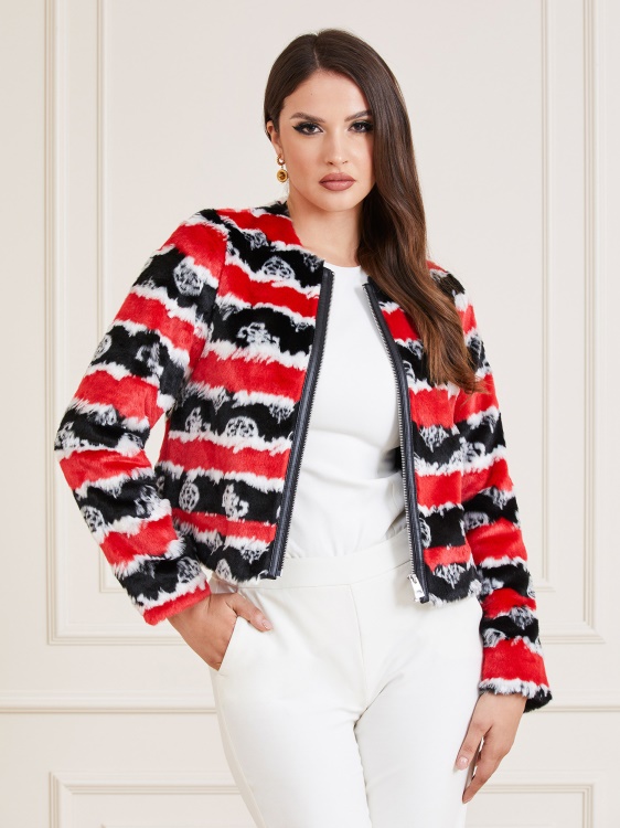 късо яке от изкуствена кожа Guess розово