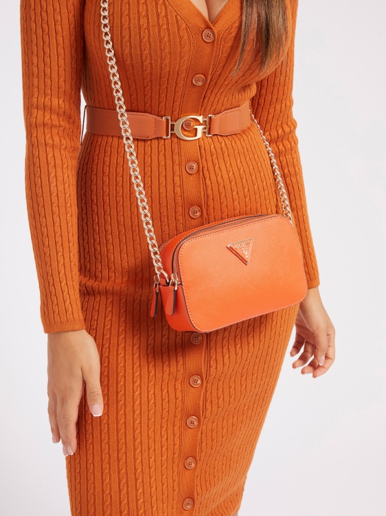 оранжева чанта през рамо Noelle Saffiano Guess
