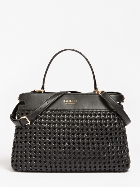 черна плетена чанта Guess Sicilia