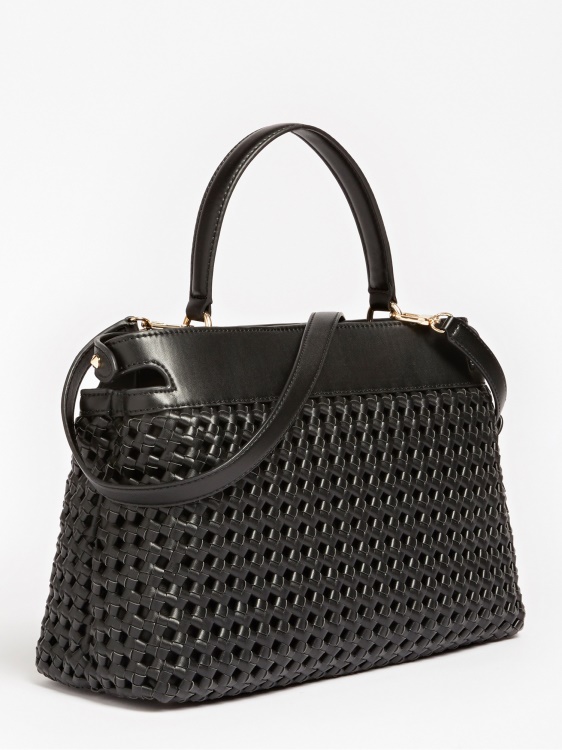 черна плетена чанта Guess Sicilia