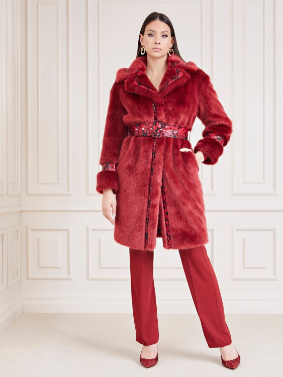 червено палто от изкуствена кожа Marciano Guess