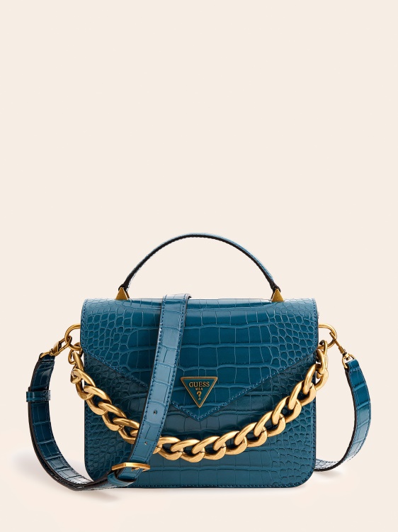 синя мини чанта Guess Retour с крокодил