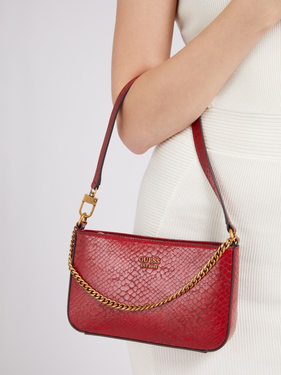 чанта през рамо Katey с принт на питон Guess Red