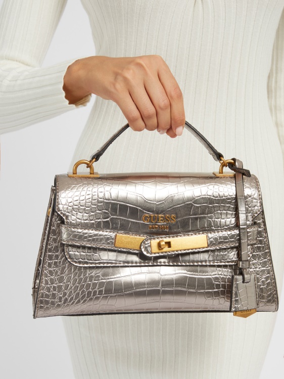 Guess сива чанта с крокодилна щампа Enisa