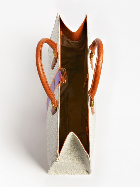 бяла дамска чанта с лого Multi Ederle Guess