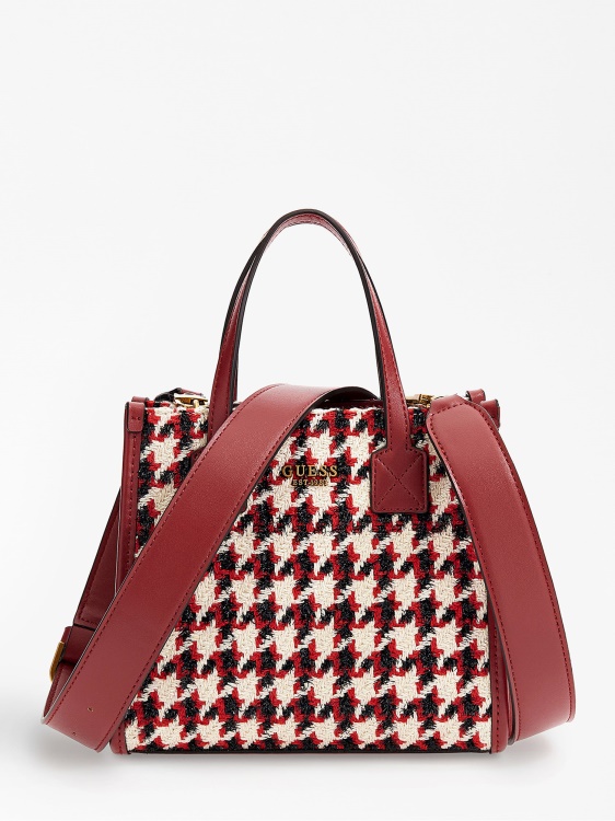 Guess черна мини чанта от туид Silvana
