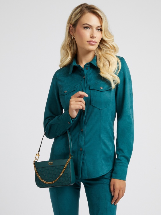 Katey тъкана мини чанта през рамо Guess Green