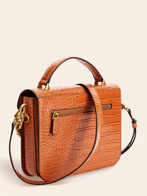 Retour мини чанта с крокодил щампа кафяв Guess