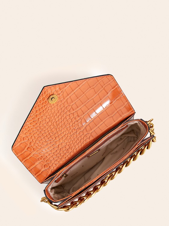 Retour мини чанта с крокодил щампа кафяв Guess