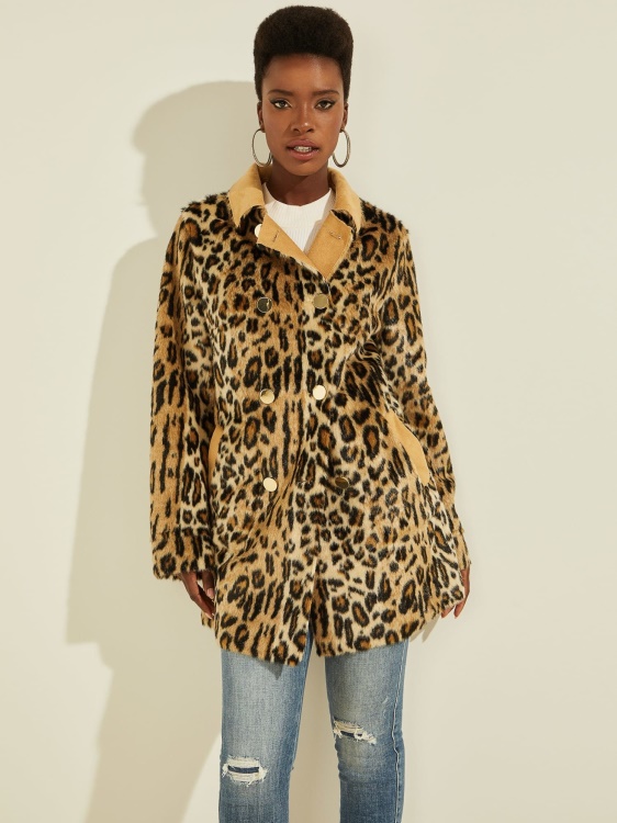 реверсивно яке от изкуствена кожа Animalier Guess