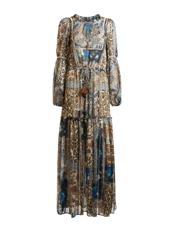 дълга рокля с цял принт Guess Blue Multi