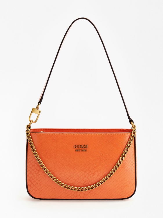 оранжева чанта за през рамо Guess Katey Python Print