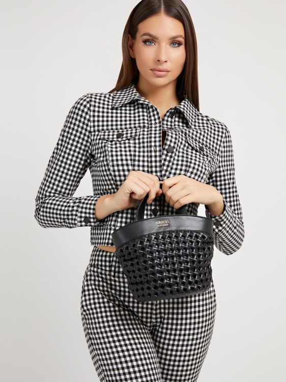 Sicilia Braided Mini Shopper Guess черен